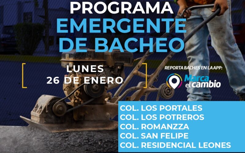 Atenderá Municipio cinco zonas con bacheo este lunes 26 de enero  – Se invita a la ciudadanía a circular con precaución