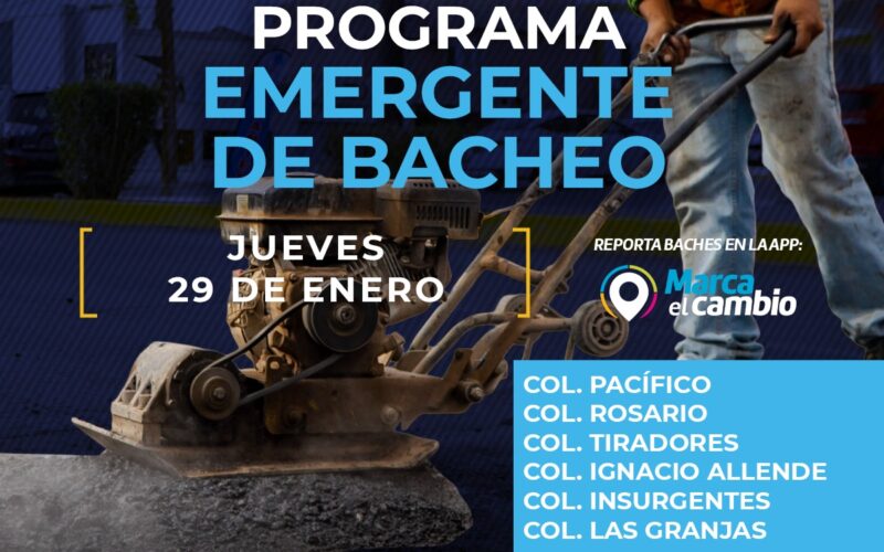 Seis zonas tendrán bacheo este jueves 29 de enero: Municipio  – Se invita a la ciudadanía a circular con precaución