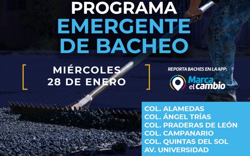 Atenderá Municipio seis zonas con bacheo este miércoles 28 de enero  – Se invita a la ciudadanía a circular con precaución