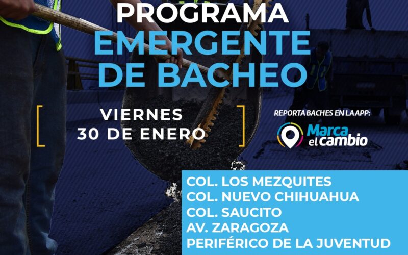 Atenderá Municipio cinco zonas con bacheo este viernes 30 de enero  -Se invita a la ciudadanía a circular con precaución
