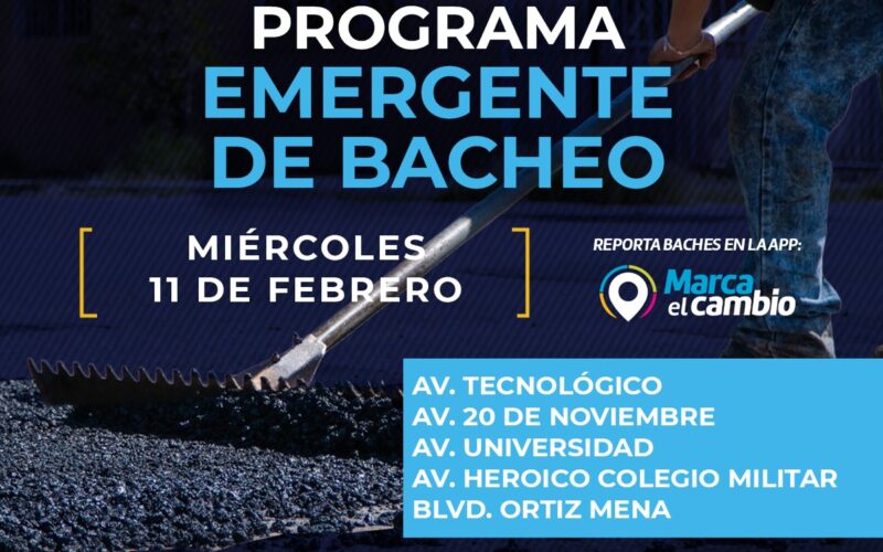 Municipio atenderá cinco zonas con bacheo este miércoles 11 de febrero  – Se invita a la ciudadanía a circular con precaución