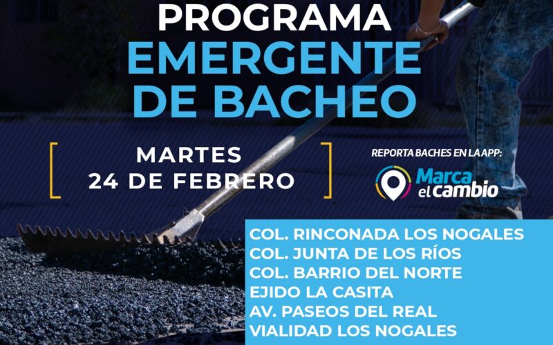 Seis zonas tendrán bacheo este martes 24 de febrero: Municipio  – Se invita a la ciudadanía a circular con precaución