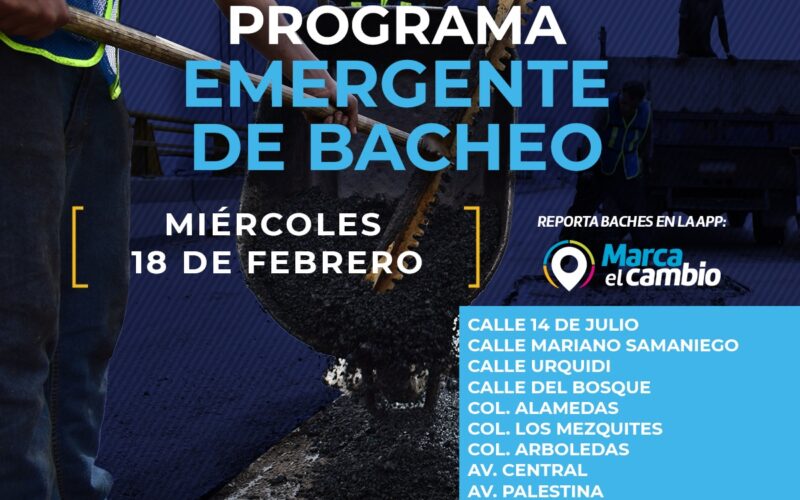 Nueve zonas tendrán bacheo este miércoles 18 de febrero: Municipio  – Se invita a la ciudadanía a circular con precaución