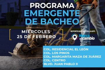 Atenderá Municipio con bacheo cinco zonas este miércoles 25 de febrero  – Se invita a la ciudadanía a circular con precaución
