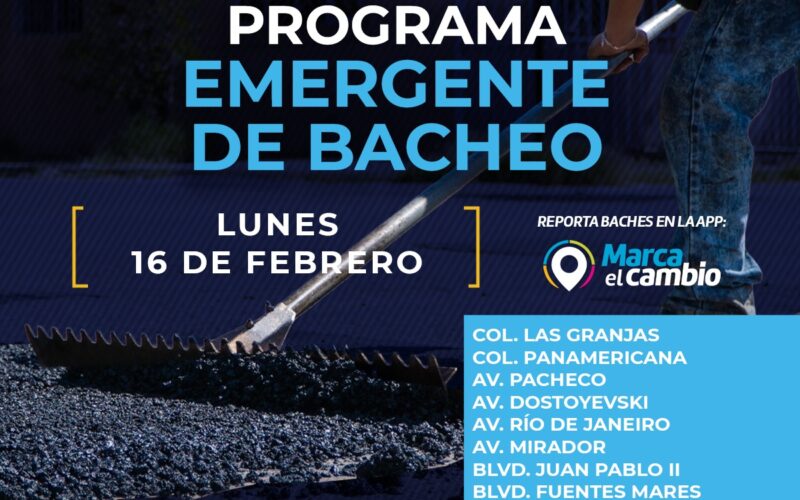 Ocho zonas tendrán bacheo este lunes 16 de febrero: Municipio  – Se invita a la ciudadanía a circular con precaución