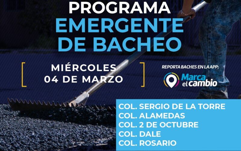 Cinco zonas tendrán bacheo este miércoles 4 de marzo: Municipio  – Se invita a la ciudadanía a circular con precaución