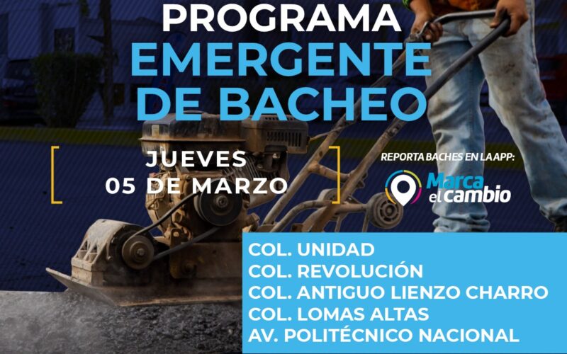 Atenderá Municipio cinco zonas con bacheo este jueves 5 de marzo  – Se invita a la ciudadanía a circular con precaución