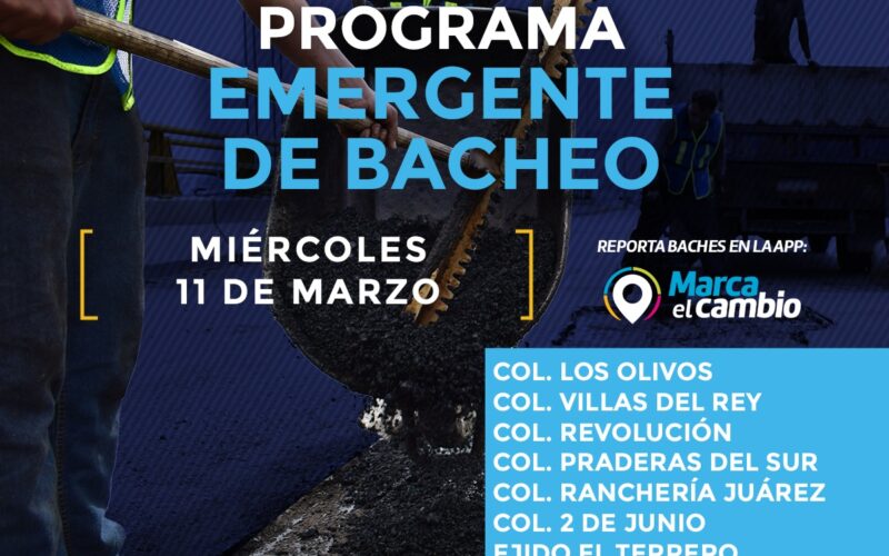 Atenderá Municipio con bacheo siete zonas este miércoles 11 de marzo  – Se invita a la ciudadanía a circular con precaución