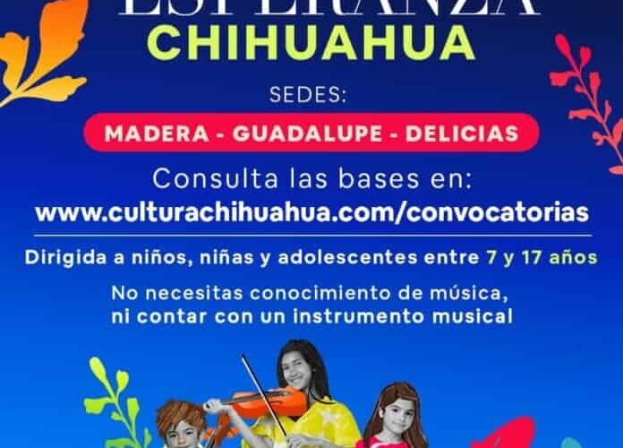 Convoca Cultura a niñas, niños y adolescentes a integrar las Orquestas Esperanza Chihuahua
