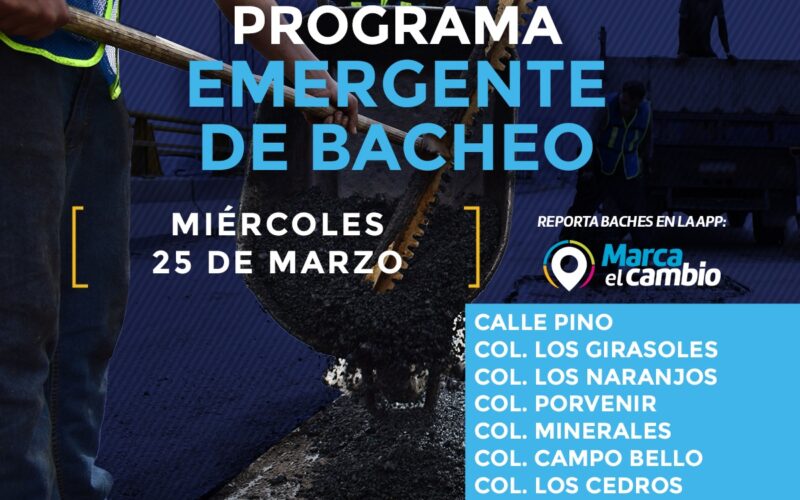Ocho zonas tendrán bacheo este miércoles 25 de marzo: Municipio