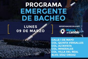 Atenderá Municipio con bacheo seis zonas este lunes 9 de marzo  – Se invita a la ciudadanía a circular con precaución