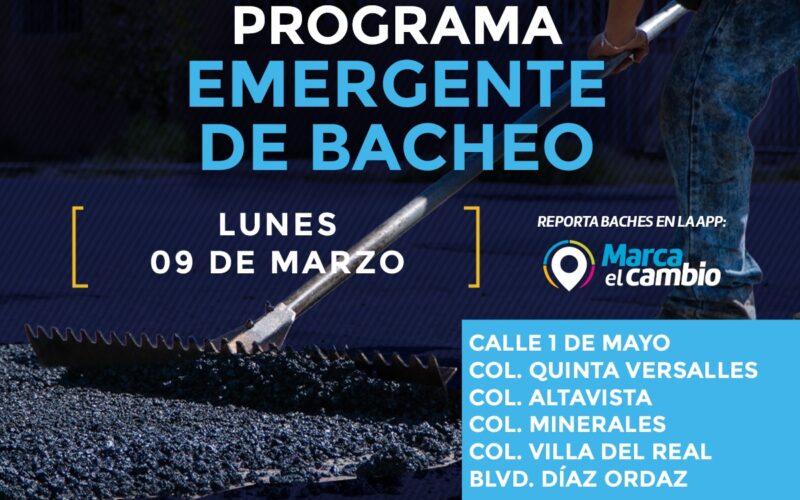 Atenderá Municipio con bacheo seis zonas este lunes 9 de marzo  – Se invita a la ciudadanía a circular con precaución