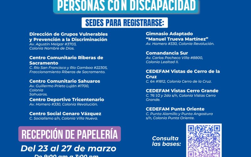 Anuncian Estado y Municipio convocatoria para “Apoyo Económico a Personas con Discapacidad 2026”