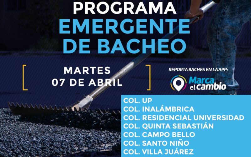 Atenderá Municipio ocho zonas con bacheo este martes 7 de abril  – Se invita a la ciudadanía a circular con precaución