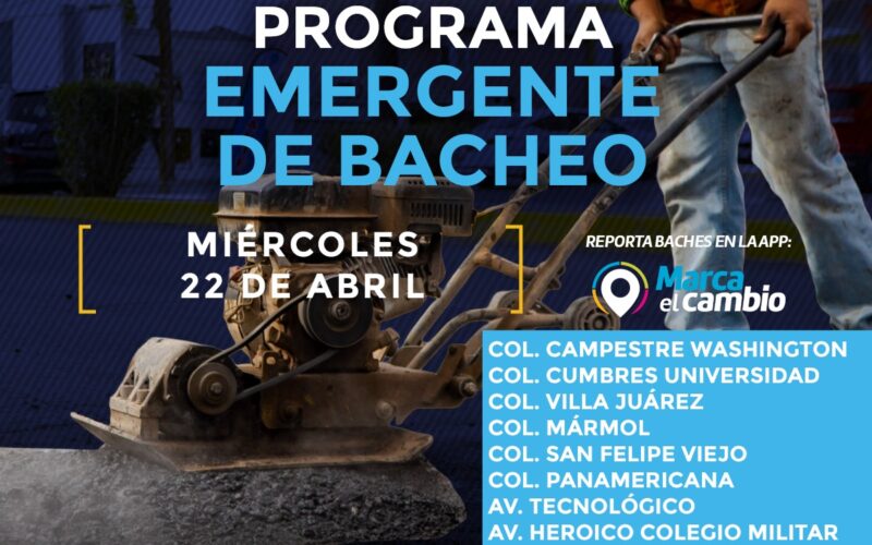 Atenderá Municipio nueve zonas con bacheo este miércoles 22 de abril