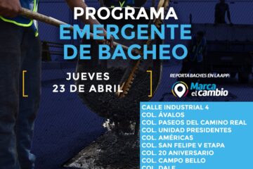 Nueve zonas tendrán bacheo este jueves 23 de abril: Municipio