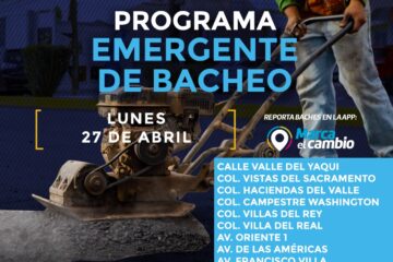 Nueve zonas tendrán bacheo este lunes 27 de abril: Municipio