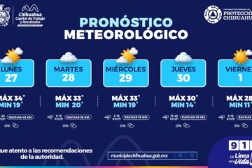 Prevén ambiente caluroso al inicio de semana y descenso gradual de temperatura hacia el viernes en Chihuahua Capital