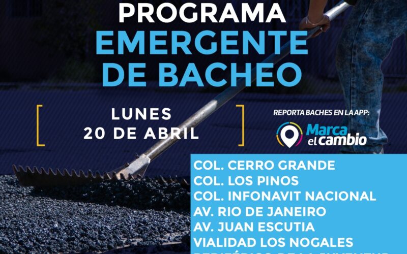 Siete zonas tendrán bacheo este lunes 20 de abril: Municipio