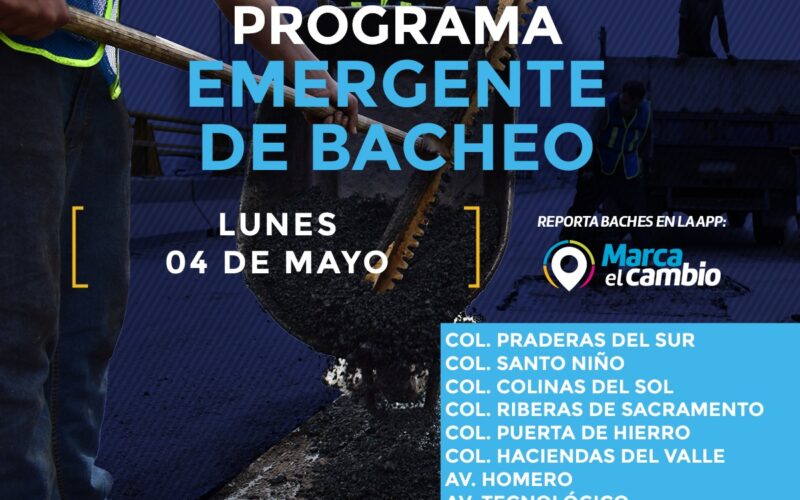 Ocho zonas tendrán bacheo este lunes 4 de mayo: Municipio