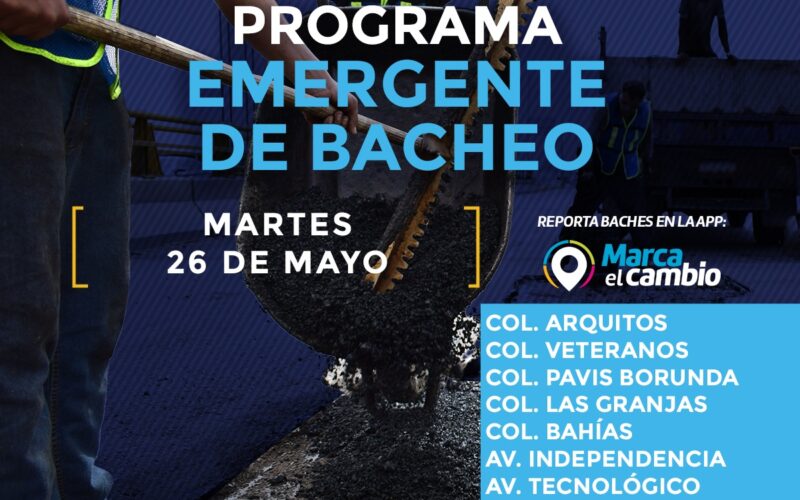 Ocho zonas tendrán bacheo este martes 26 de mayo: Municipio