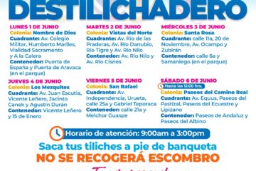 Estará Destilichadero en seis colonias durante primer semana de junio