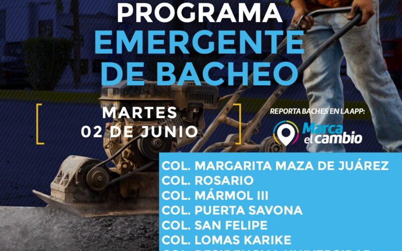 Siete zonas tendrán bacheo este martes 2 de junio: Municipio