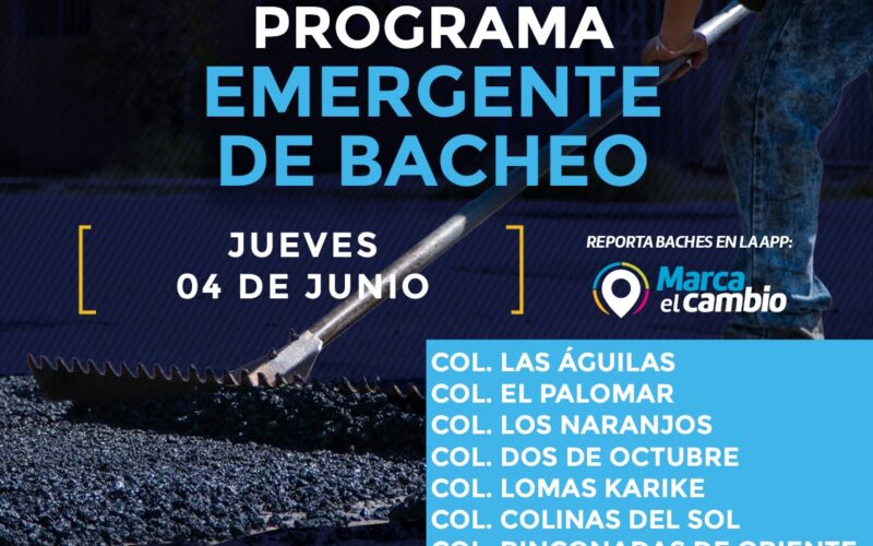 Atenderá Municipio siete zonas con bacheo este jueves 4 de junio