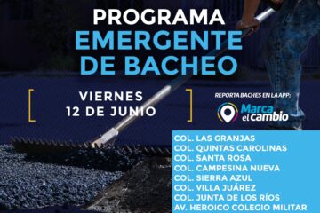 Ocho zonas tendrán bacheo este viernes 12 de junio: Municipio