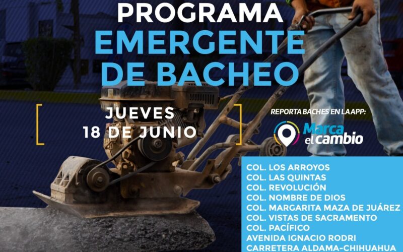 Atenderá Municipio nueve zonas con bacheo este jueves 18 de junio