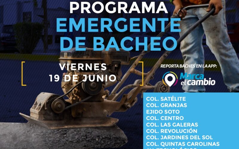 Atenderá Municipio nueve zonas con bacheo este viernes 19 de junio