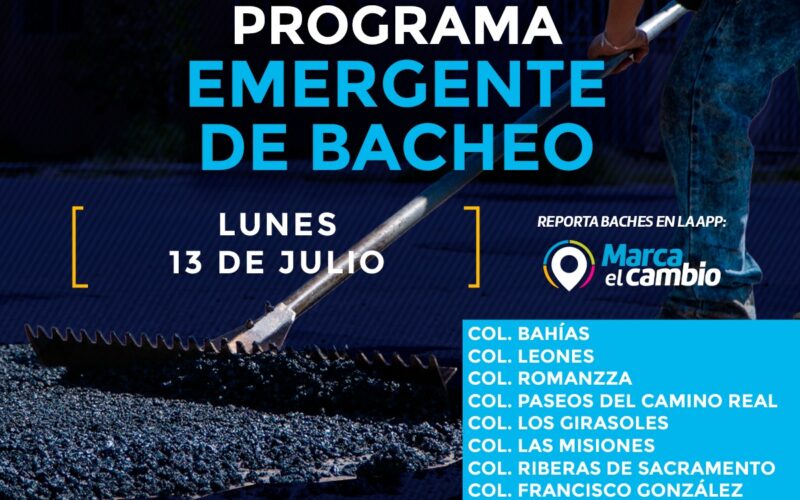 Nueve zonas tendrán bacheo este lunes 13 de julio: Municipio