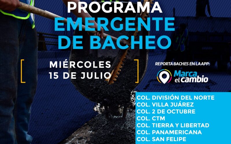 Ocho zonas tendrán bacheo este miércoles 15 de julio: Municipio