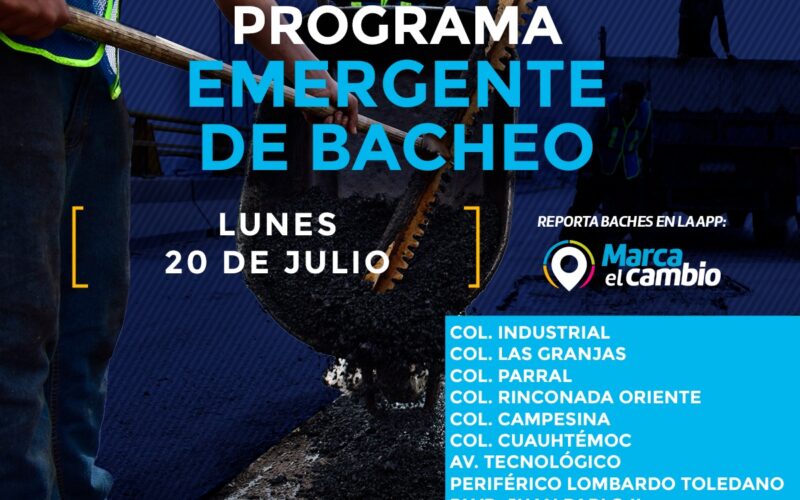 Atenderá Municipio nueve zonas con bacheo este lunes 20 de julio