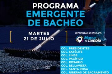 Ocho zonas tendrán bacheo este martes 21 de julio: Municipio