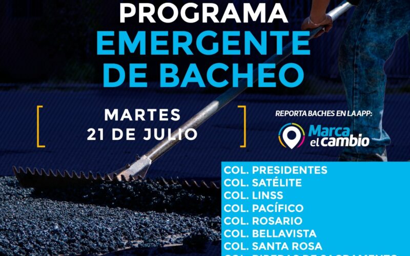 Ocho zonas tendrán bacheo este martes 21 de julio: Municipio