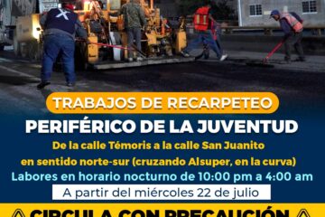 ¡Alerta vial! Realizará Municipio recarpeteo en tramo del periférico de la Juventud