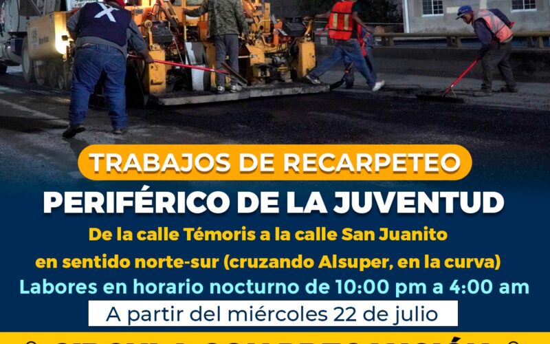 ¡Alerta vial! Realizará Municipio recarpeteo en tramo del periférico de la Juventud