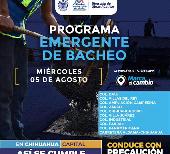 Diez zonas tendrán bacheo este miércoles 5 de agosto: Municipio