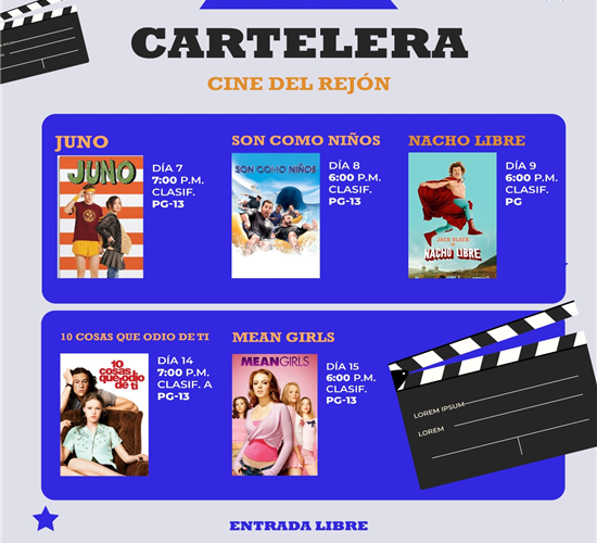 Presenta Gobierno Municipal la cartelera de agosto del Cine del Rejón