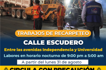 ¡RECUERDA! Este lunes inicia recarpeteo en la calle Escudero: Municipio