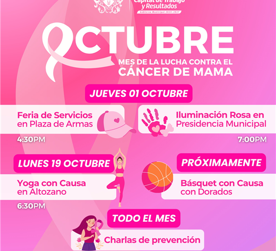 Anuncia Gobierno Municipal actividades en octubre por la lucha contra el cáncer de mama