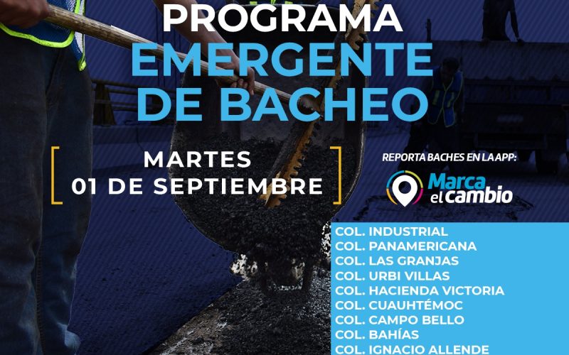 Atenderá Municipio diez zonas con bacheo este martes 1 de septiembre
