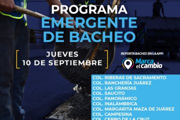 Nueve zonas tendrán bacheo este jueves 10 de septiembre: Municipio