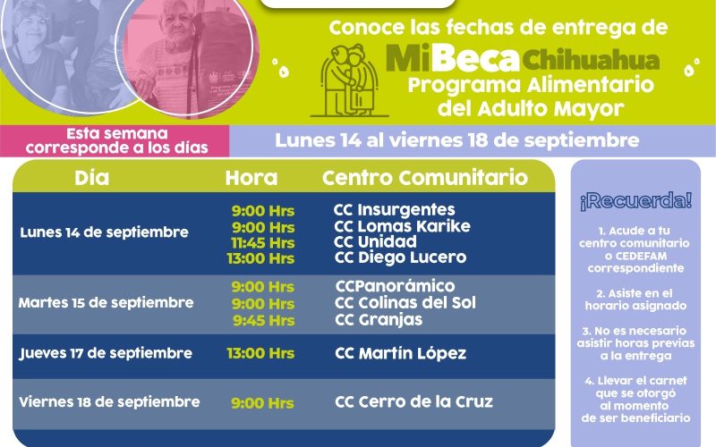 Conoce dónde entregará DIF Municipal el Programa Alimentario del Adulto Mayor esta semana