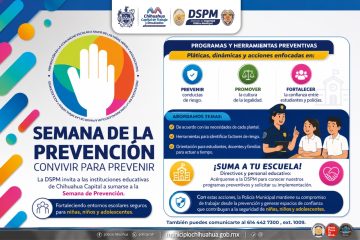 Invita Policía Municipal a escuelas a sumarse a la Semana de Prevención