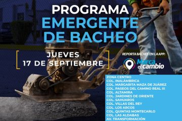 Trece zonas tendrán bacheo este jueves 17 de septiembre: Municipio