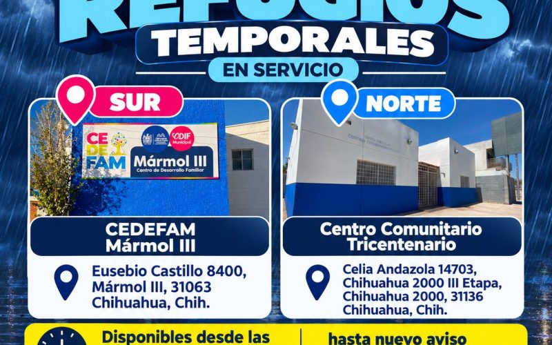 Habilita Municipio refugios temporales por pronóstico de lluvias y Frente Frío