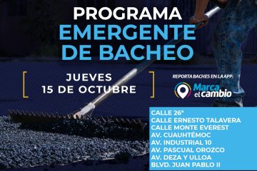 Atenderá Municipio ocho zonas con bacheo este jueves 15 de octubre
