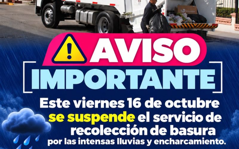 Servicio de recolección de basura se suspende debido a temporal lluvioso y encharcamientos